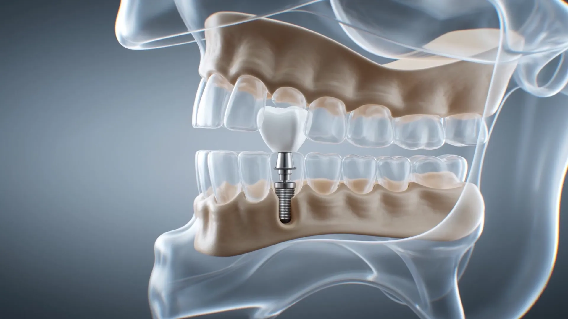 Illustration of a dental implant with a crown